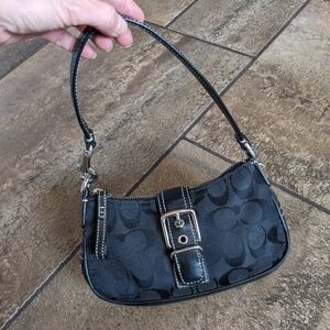 Rare Vintage Coach Demi Hampton Signature Canvas/ Leather Y2K Mini Shoulder Bag